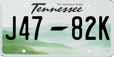 TN license plate J4782K