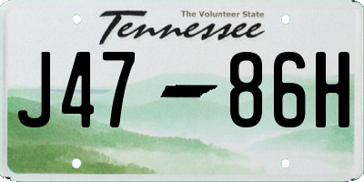 TN license plate J4786H