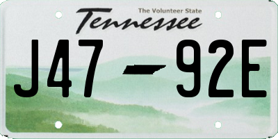 TN license plate J4792E