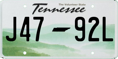 TN license plate J4792L