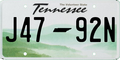 TN license plate J4792N