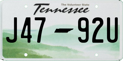 TN license plate J4792U