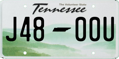 TN license plate J4800U