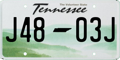 TN license plate J4803J