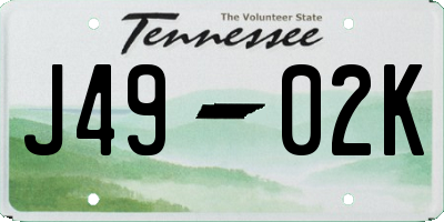 TN license plate J4902K