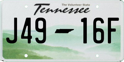 TN license plate J4916F