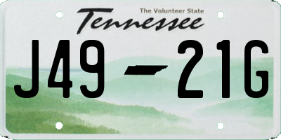 TN license plate J4921G