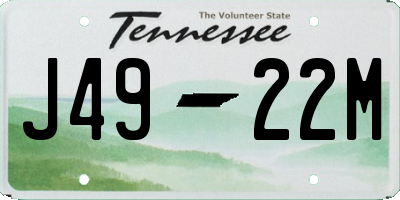 TN license plate J4922M