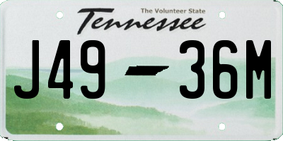 TN license plate J4936M