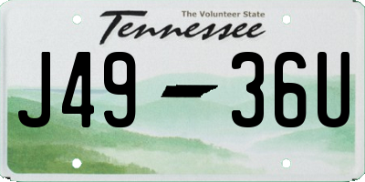 TN license plate J4936U