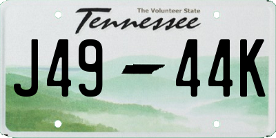 TN license plate J4944K