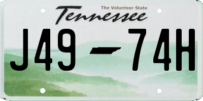 TN license plate J4974H