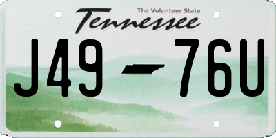 TN license plate J4976U