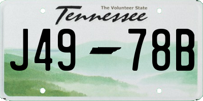 TN license plate J4978B