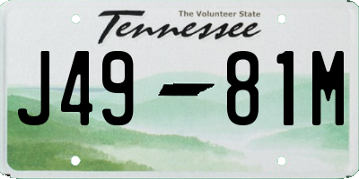 TN license plate J4981M