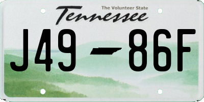 TN license plate J4986F
