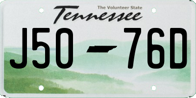 TN license plate J5076D