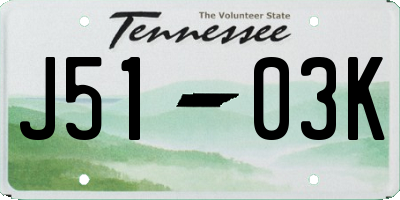 TN license plate J5103K