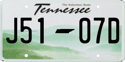 TN license plate J5107D