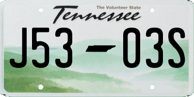 TN license plate J5303S