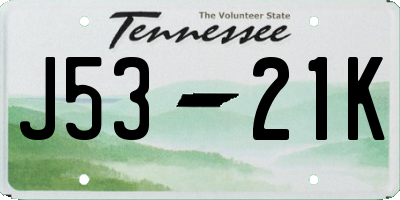 TN license plate J5321K