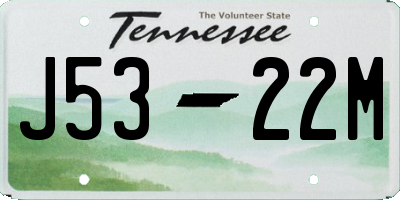 TN license plate J5322M