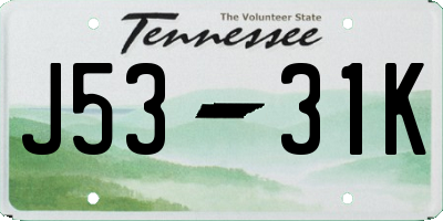 TN license plate J5331K