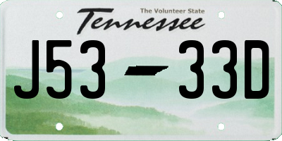 TN license plate J5333D