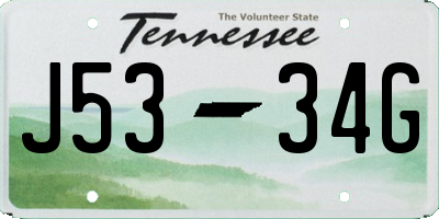 TN license plate J5334G