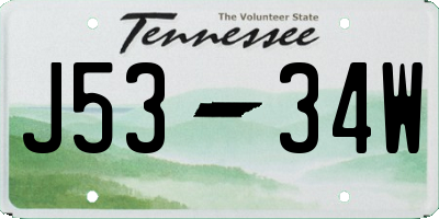 TN license plate J5334W