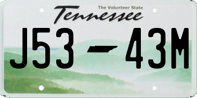 TN license plate J5343M