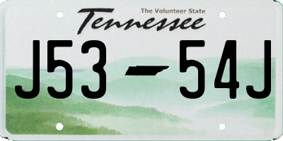 TN license plate J5354J