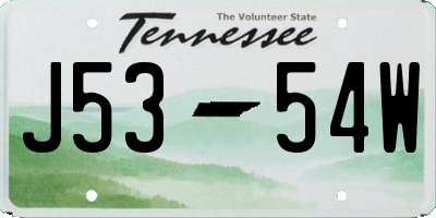 TN license plate J5354W