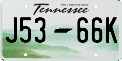 TN license plate J5366K