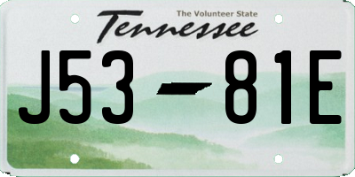 TN license plate J5381E