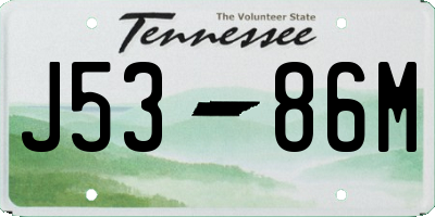 TN license plate J5386M