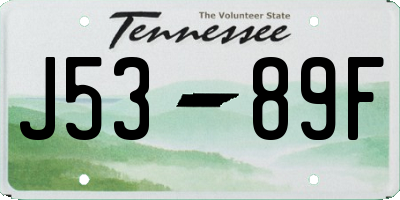 TN license plate J5389F