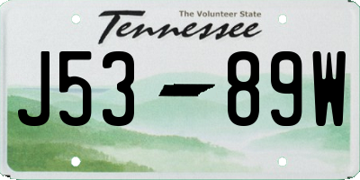TN license plate J5389W