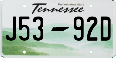 TN license plate J5392D