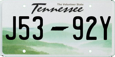 TN license plate J5392Y