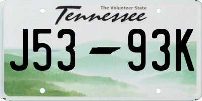 TN license plate J5393K