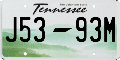 TN license plate J5393M