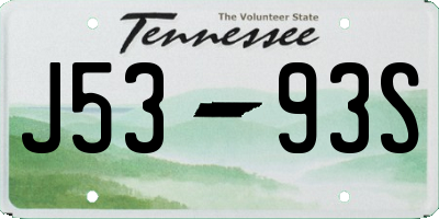 TN license plate J5393S