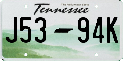 TN license plate J5394K