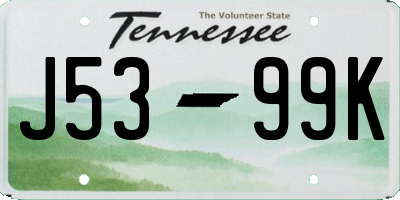 TN license plate J5399K