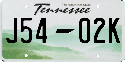 TN license plate J5402K