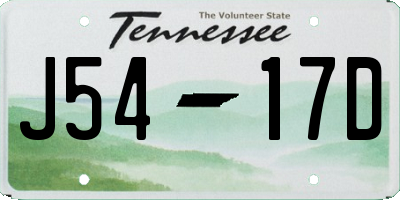 TN license plate J5417D