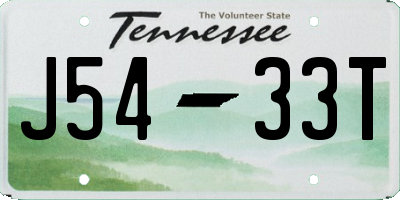 TN license plate J5433T