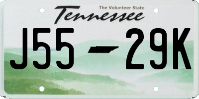 TN license plate J5529K
