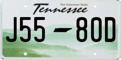 TN license plate J5580D